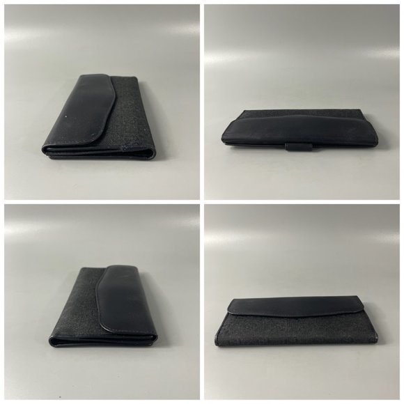 Authentic Vintage Gucci GG Monogram Canvas Black Leather Trim Long Wallet, Black - Picture 14 of 15